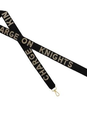 Beaded Black & Gold Charge on Knights Purse Strap